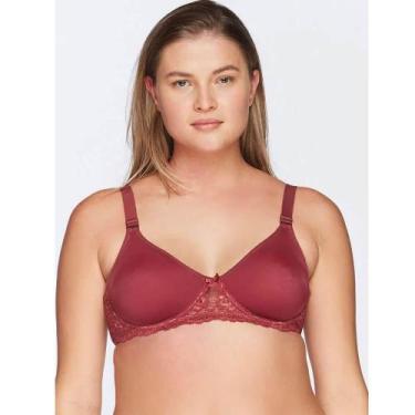 Imagem de Sutiã Sustentação Com Renda Triumph 24785 Microfibra, 50, Vinho