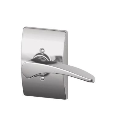 Imagem de Maçaneta de mão direita Manhattan com trava de acabamento Century sem torneamento, cromo brilhante (F170 MNH 625 CEN RH)