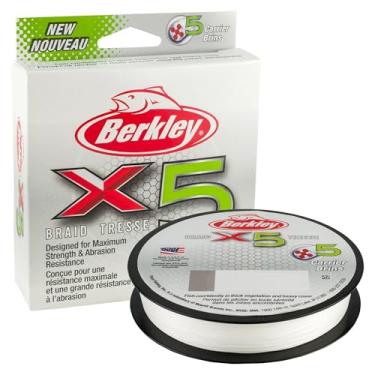 Imagem de Berkley Superlinha trançada x5, cristal, força de ruptura de 9 kg, linha de pesca de 328 m, adequada para ambientes de água doce e salgada, 2188 m, verde de baixa visibilidade