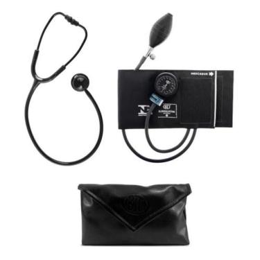 Imagem de Kit Conjunto Esfigmomanômetro + Estetoscopio Duplo Bic,  Preto