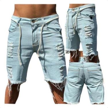 Imagem de Bermuda Masculina Jeans Verão Short Destroyed Qualidade Top - lojaaqui