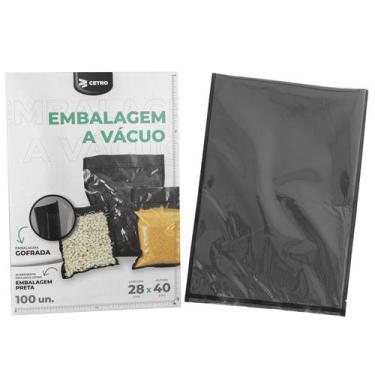 Imagem de Embalagem a Vácuo 28x40cm - 100 Unidades Gofrada Preta em Sacos Pré-Fo