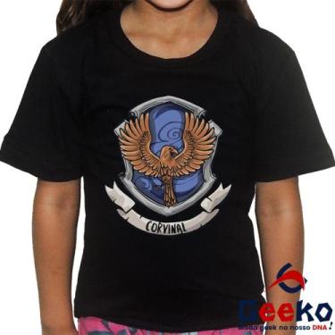 Imagem de Camiseta Infantil Corvinal 100% Algodão Harry Potter Hogwarts Ravencla