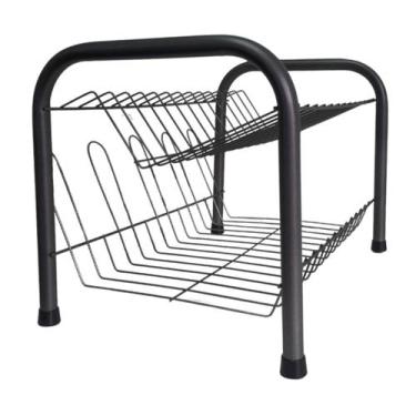 Imagem de Escorredor Duplo De Louça Prático Designer Moderno 13 Pratos Multiuso 