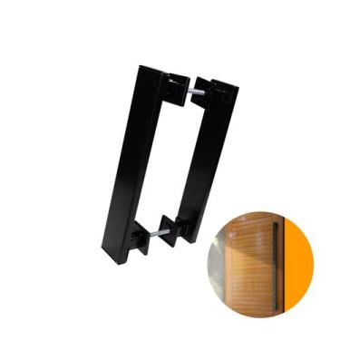 Imagem de Puxador Genebra Duplo Preto Acetinado 40 Cm P/ Porta Residencial - Has