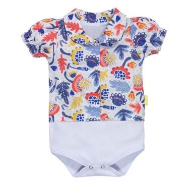 Imagem de Body para bebê menina camisa curta floral branco - Era Uma Vez, 9-12M
