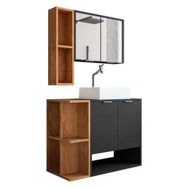 Imagem de Gabinete Banheiro Star 2 Portas com Espelheira e Cuba Dalla - Loja Doc