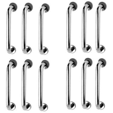 Imagem de Alça de Apoio Inox 30cm Barra Kit 12 Unidades Idoso Cadeirante Deficie