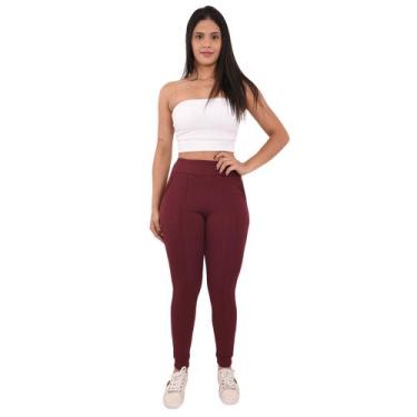 Imagem de Calça Feminina Malha Crepe Estilo Jogger - Lori Modas, Marsala, G