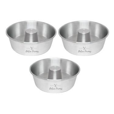 Imagem de Forma De Pudim Bolo Com Furo 19 x 8 cm Redonda Kit 3 Peças - Dutra For