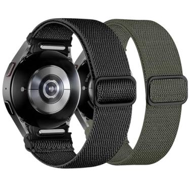 Imagem de Pacote com 2 unidades compatíveis com Samsung Galaxy Watch 3 de 45 mm/Samsung Gear S3 Frontier/Samsung Galaxy Watch 46 mm, pulseira ajustável de nylon elástico macio de 22 mm para homens e mulheres