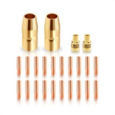 Imagem de Kit de acessórios de pistola de soldagem MIG 169715 bocal de gás 169716 difusor de gás 0,035'' 00068 pontas de contato para Millermatic M-10/15 (M-100/150) e Hobart H-9/10 pacote com 24