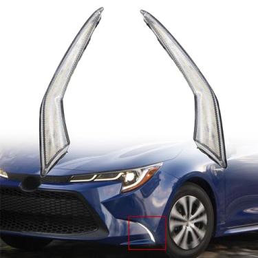 Imagem de Lâmpada de LED de corrida diurna compatível com Toyota Corolla 2021 2022 2023 L LE XLE híbrido, neblina dianteira, luz DRL branca/âmbar sequenciais luzes de seta