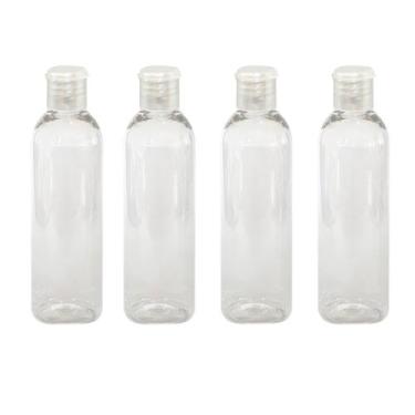 Imagem de Kit 4 Frascos Viagem Shampoo Creme Sabonete 100ml Com Tampa Fliptop - 