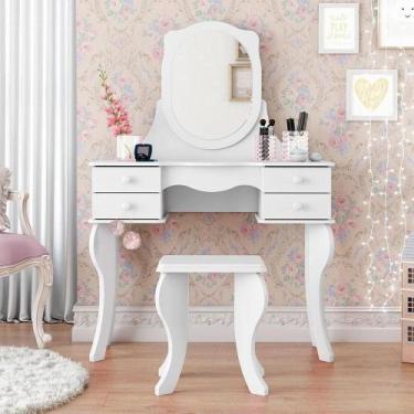 Imagem de Penteadeira 04 Gavetas e Banqueta Princesa Branco - Patrimar