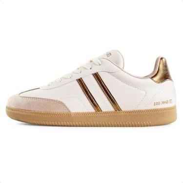 Imagem de Tenis Ramarim SNK Casual Metalizado, 35, Branco, Dourado