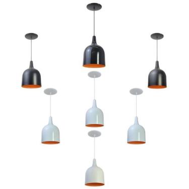 Imagem de Kit 7 Luminária Pendente Gota Com Interior Laranja Com Fiação 110/220v