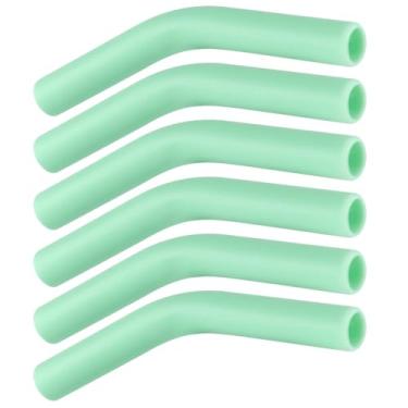 Imagem de 6 peças de pontas de canudo de silicone, pontas de canudo reutilizáveis, pontas de substituição para extensores de palha de silicone, pontas de cotovelos de palha adequadas para canudos de aço