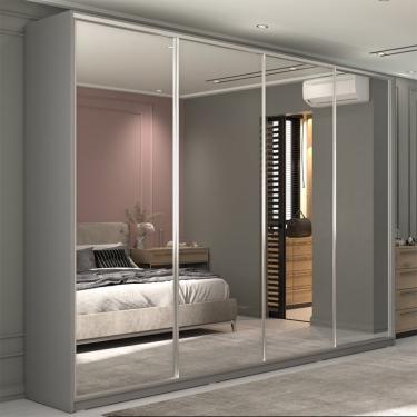 Imagem de Guarda-Roupa Casal com 4 Espelhos Zermatt 100% MDF 4 Portas 6 Gavetas Cinza