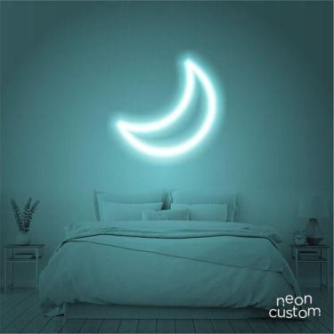 Imagem de luminaria letreiro Neon Led Lua 60x60 luminoso decoração p/ selfie - N
