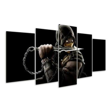 Imagem de Quadro 5 Peças Mortal Kombat Scorpion Jogo Geek Mosaico 05 - Decorado 