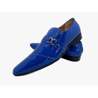 Imagem de Sapato Masculino Italiano Em Couro Azul Verniz Ref: D715 - ART SAPATOS