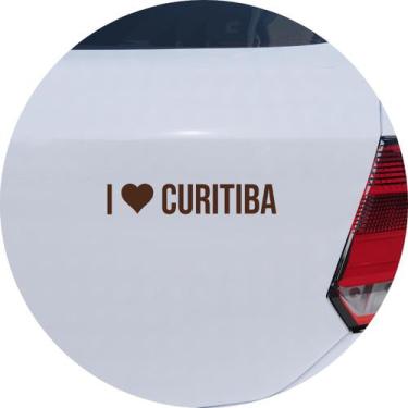 Imagem de Adesivo de Carro Eu Amo Curitiba - I Love Curitiba - Cor Marrom - Melh