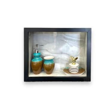 Imagem de Nicho Para Banheiro Porcelanato Caravaggio 30x40x11 Borda de Alumínio 