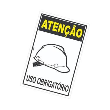 Imagem de Placa de Sinalização EPI - Uso Obrigatório de Capacete - Equipamento d