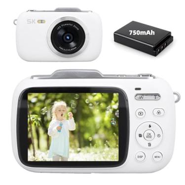 Imagem de Câmera Digital, Câmera Vlog 5K 80MP UHD de 2,8 Polegadas IPS, Câmera de Vídeo Compacta Com Zoom Digital 18X, Câmera Portátil YouTube Point Shoot para Gravação de Fotografia (WHITE)