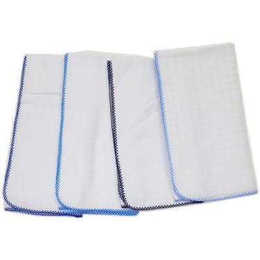 Imagem de Fralda De Pano Para Bebê Quadriculada Branca 68 Cm X 68 Cm Com Crochê 