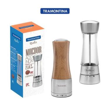 Imagem de Moedor De Pimenta E Sal Cozinha Temperos Tramontina Inox E Bambu Kit C