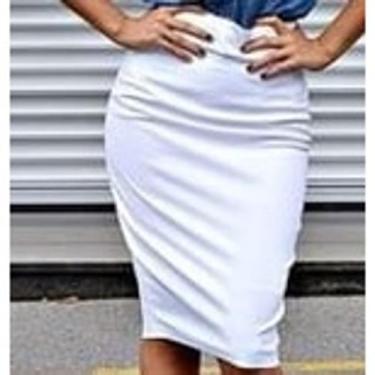 Imagem de Saia plus size evangélica midi bengaline lapis moda feminina executiva