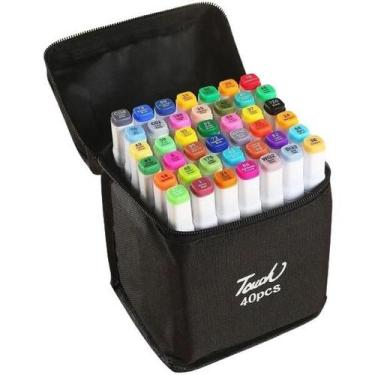 Imagem de Conjunto De Canetas Marcador Permanente Ponta Dupla 40 Cores - Estoque