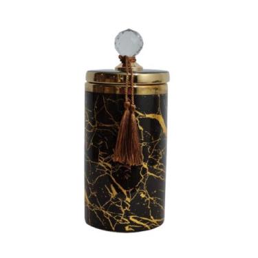 Imagem de Potiche Caixa Maior  Formosa Preto detalhes Dourado - LUXdecor Casa e 