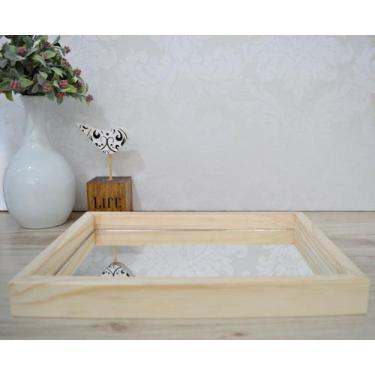 Imagem de Bandeja Madeira Pinus G Espelho Decoração Mesa Enfeite B115 - Ciranda 