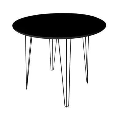 Imagem de Mesa Tampo Preto 90cm Redonda 4 Pé Hairpin 75cm Triplo 1/4 Aço - jthom
