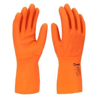 Imagem de Luva Latex Forrada Laranja Tam XG Imbat