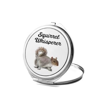 Imagem de SpreadPassion Espelho compacto Squirrel Whisper, presente de sussurro de esquilo, espelho fotográfico sussurro de esquilo, espelho de maquiagem de viagem, espelho pequeno de mão, espelho de bolso