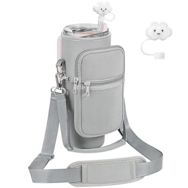 Imagem de PRAGATISM Bolsa para Garrafa de Água com Bolsa para Copo Stanley de 30 Oz com Alça, Bolso para Garrafa de Água de Neoprene com Alça Ajustável de 4,9 Pés, Bolsa para Garrafa para Acessórios de Copo Sta