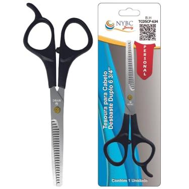 Imagem de Tesoura Para Cabelo Desbaste Simples NYBC Beauty - 6 3/4" - 175mm, Preta, Leve e Eficiente, Para Uso Doméstico e Profissional