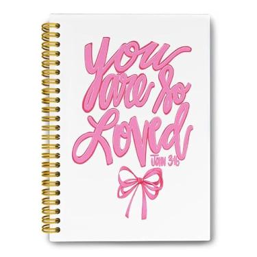 Imagem de LiTiu Caderno rosa bíblico, You are so Loved Spiral Journaling Caderno Estético para Escolas Adolescentes Meninas Mulheres, Coquete Moderno Funky Coquete Preppy Espiral Cristão Campus Cadernos 80