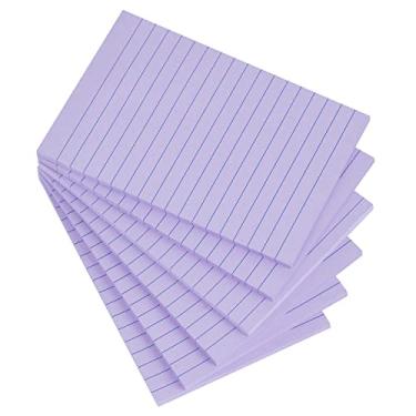 Imagem de Notas adesivas forradas 4X6 em roxo claro pautado Post Stickies Super aderentes Power Memorando Pads Adesivo forte, 6 blocos/pacote, 45 folhas/bloco