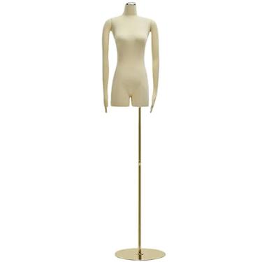 Imagem de Multiuso Manequim de corpo macio manequim de meio corpo manequim de corpo de plástico feminino para roupas com suporte altura total ajustável Janela