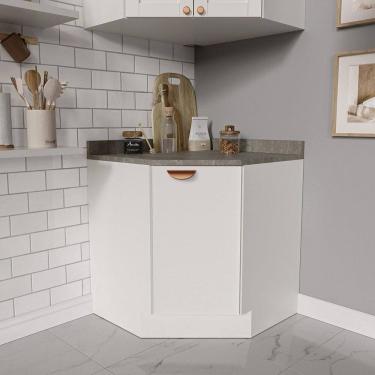 Imagem de Balcão de Canto Oblíquo com Tampo Arizona Cabecasa Madeiramadeira Branco/Cobre