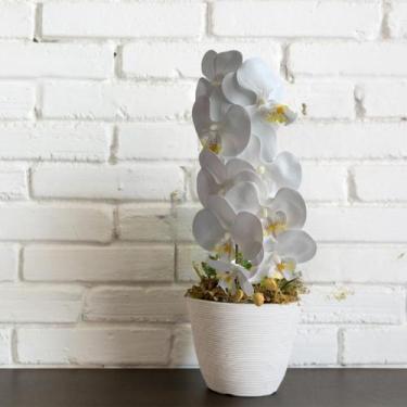 Imagem de Kit com 8 Hastes de Orquídea Branca Artificial - Ideal para Composição