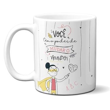Imagem de Caneca Xícara Porcelana Presente Professor Mundo Feliz Dia