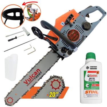 Imagem de Motor Serra Profissional á Gasolina Vulcan Vs620 2 Tempos 62cc 4hp 11500rpm Com Ponta Rolante 20" e Kit de Ferramentas + Óleo de 2 Tempos Castrol Sthil 500ml