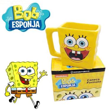 Imagem de Caneca 3D Bob Esponja Quadrada Porcelana 450ml Zona Criativa