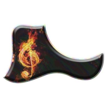 Imagem de Escudo De Violão Resinado Relevo Holográfico Nota Em Chamas EVH028 - R